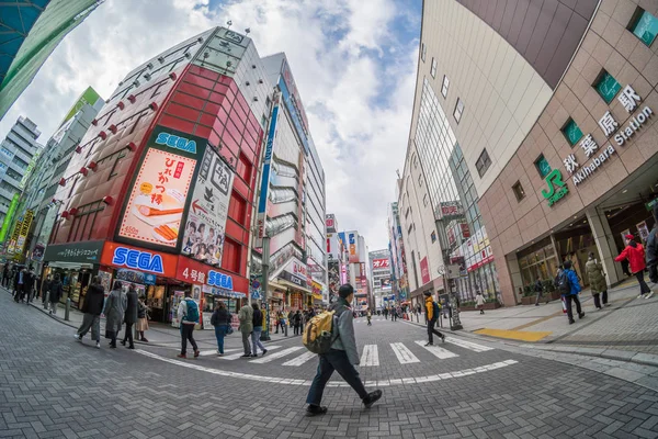 Tokyo Japón Feb 2019 Peatones Multitudinarios Personas Indefinidas Caminando Por — Foto de Stock