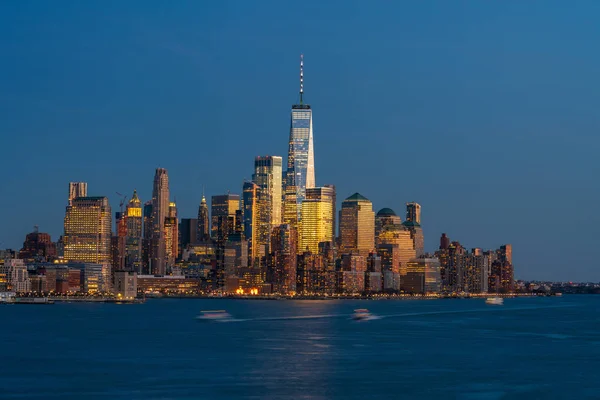 Нижний Манхэттен Который Является Частью Нью Йорка Городской Пейзаж Реки — стоковое фото