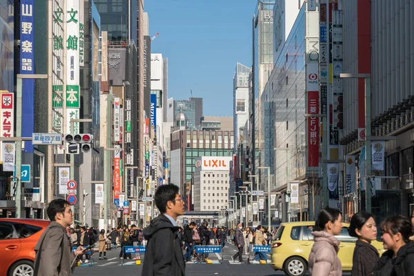 Токіо Японія Лютий 2019 Невизначений Японських Іноземних Туристів Ходять Пішохідному — стокове фото