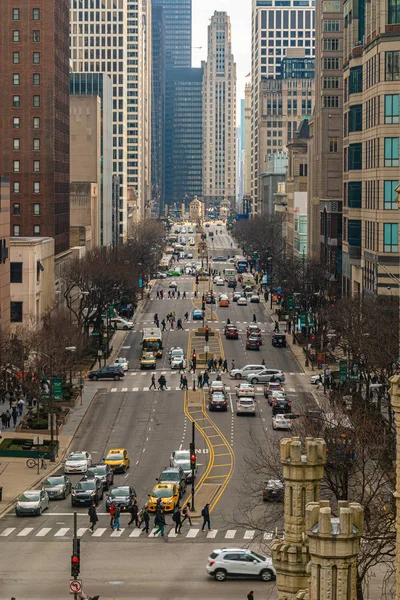 Chicago Eua Mar 2019 Vista Superior Tráfego South Michigan Avenue — Fotografia de Stock