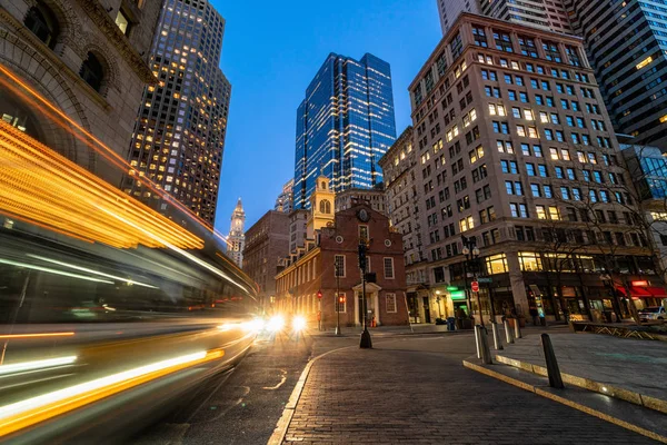 Scène Boston Old State House Construction Crépuscule Massachusetts Usa Architecture — Photo