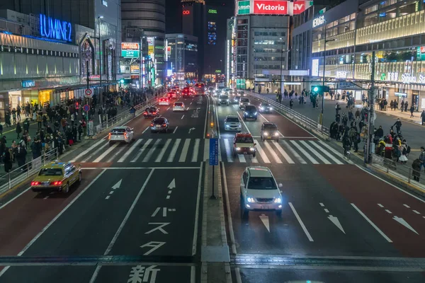 Tokyo Japão Feb 2019 Multidão Pessoas Indefinidas Andando Rua Cross — Fotografia de Stock