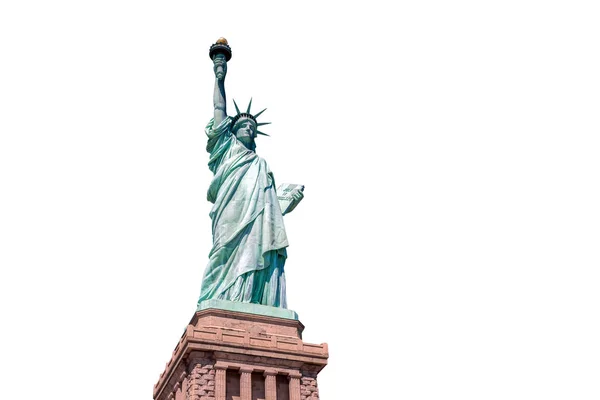 Estatua Libertad Sobre Fondo Blanco Bajo Manhattan Ciudad Nueva York —  Fotos de Stock