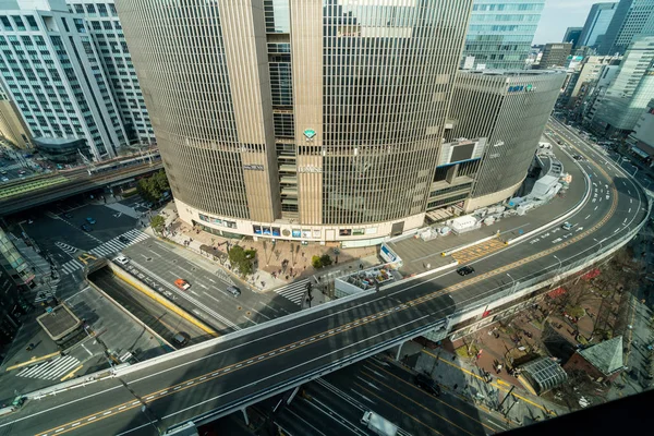 Tokyo Japan Feb 2019 Aerial View Overpass Crowd Car Pedestrian — Stock Photo, Image