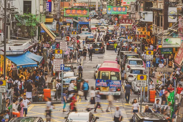 Hong Kong Hongkong Juli 2019 Top Visa Scen Trånga Fotgängare — Stockfoto