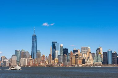 Konumu aşağı manhattan,Mimari ve turistik kavramı ile bina New York cityscape nehir tarafı sahne