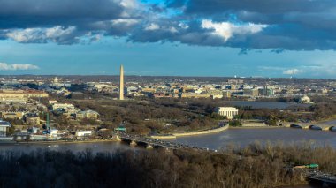 Amerika Birleşik Devletleri Capitol, Washington Anıtı, Lincoln Memorial ve Thomas Jefferson Memorial, tarih ve kültür seyahat konsepti görebilirsiniz şehir aşağı Washington DC Panorama top View sahne