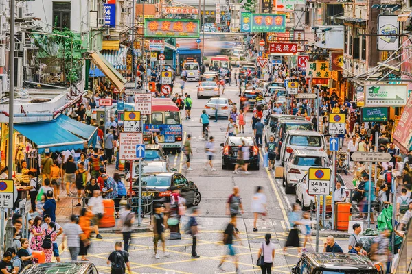 Hong Kong Hongkong Juli 2019 Top Visa Scen Trånga Fotgängare — Stockfoto