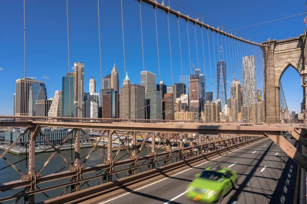 Tráfego Hora Rush Manhã Antes Dia Útil Ponte Brooklyn Sobre — Fotografia de Stock