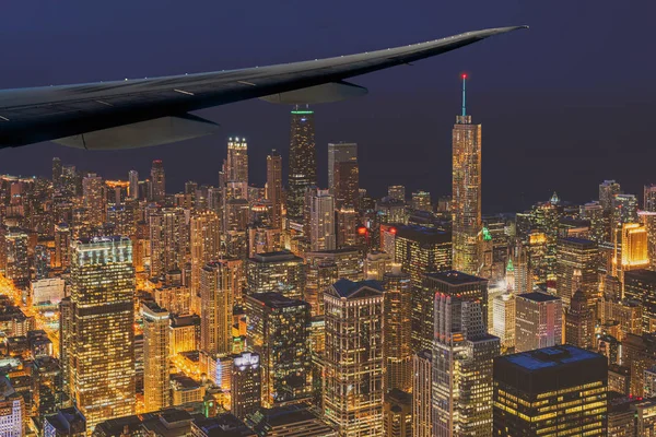 Vue Aérienne Gratte Ciel Paysage Urbain Chicago Sous Ciel Bleu — Photo