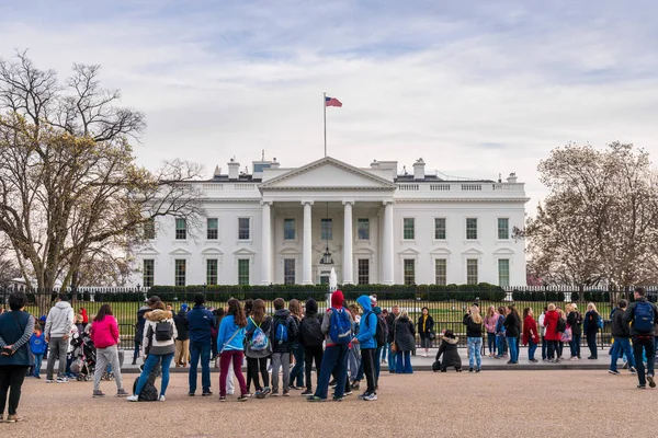 Washington Usa Mar 2019 Divers Touristes Méconnaissables Visitent Maison Blanche — Photo