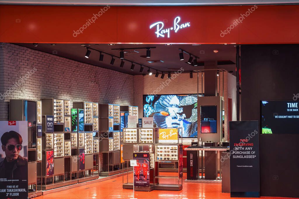 BANGKOK, THAILAND - JUNE, 2020 : Ray ban icon sign and brand shop in ICONSIAM department store on June 14, 2020 at bangkok, Thailand. Iconsiam already open November 9, 2018.
