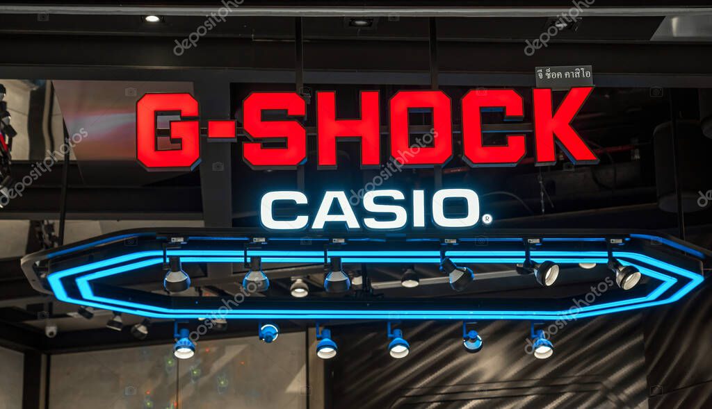 BANGKOK, THAILAND - JUNE, 2020 : G-Shock Casio icon sign and brand shop in ICONSIAM department store on June 14, 2020 at bangkok, Thailand. Iconsiam already open November 9, 2018.