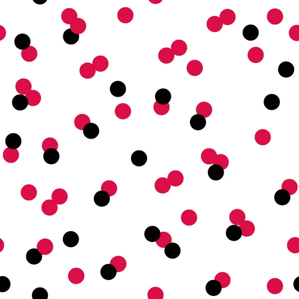 Vector Seamless Pattern Black Red Dots White Background — Stock Vector