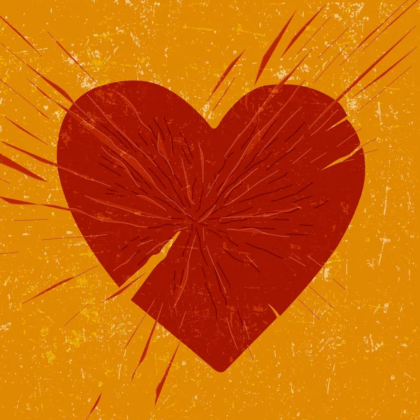 Cœur Grunge Abstrait Avec Fissure Illustration Vectorielle Fond Couleur — Image vectorielle