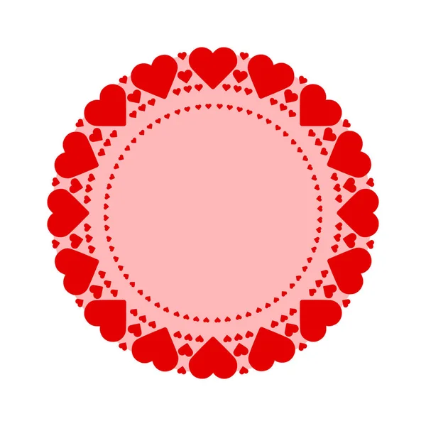 Buon San Valentino Rosso Vintage Sfondo Rotondo Carta Con Cuori — Vettoriale Stock