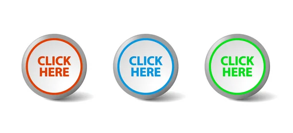 Set Click Here Push Color Buttons Icon Internet Website Drop — Stock Vector