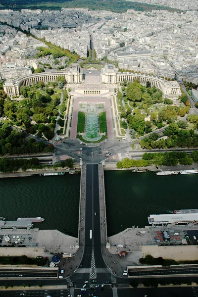 Luftaufnahme Der Stadt Paris Frankreich Von Der Spitze Des Eiffelturms — Stockfoto