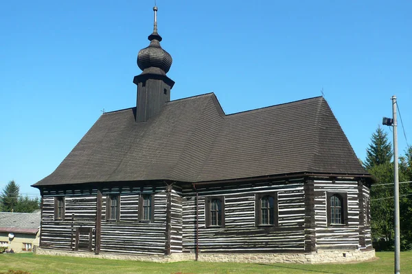 捷克共和国马西科夫 2018年9月19日 Marsikov 的圣迈克尔教堂 是1609年以来文艺复兴时期一座珍贵的木结构建筑 它是北摩拉维亚保存最古老的民间建筑 — 图库照片