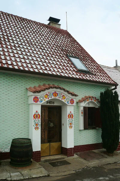 Wine Cellar South Moravian Village Traditionally Painted Entrance Czech Republic — Stock Photo, Image