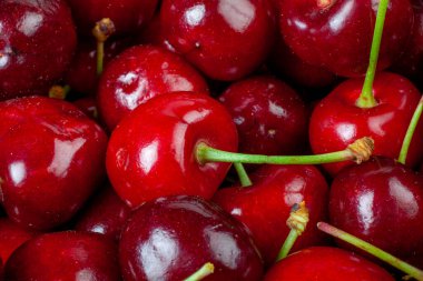 Stüdyo Makro Ayrıntılı Taze Kirazların Seçildiği Fotoğraf 