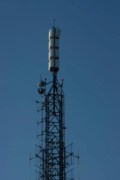 Fénykép Részletei Gsm Antenna Tower Égen Háttér — Stock Fotó