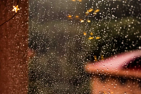 Drops Of Rain and bokeh lights. — Stock Photo, Image