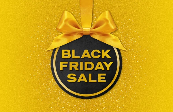 Zwarte vrijdag verkoop gouden tekst schrijven op zwarte Gift Card bal met — Stockfoto