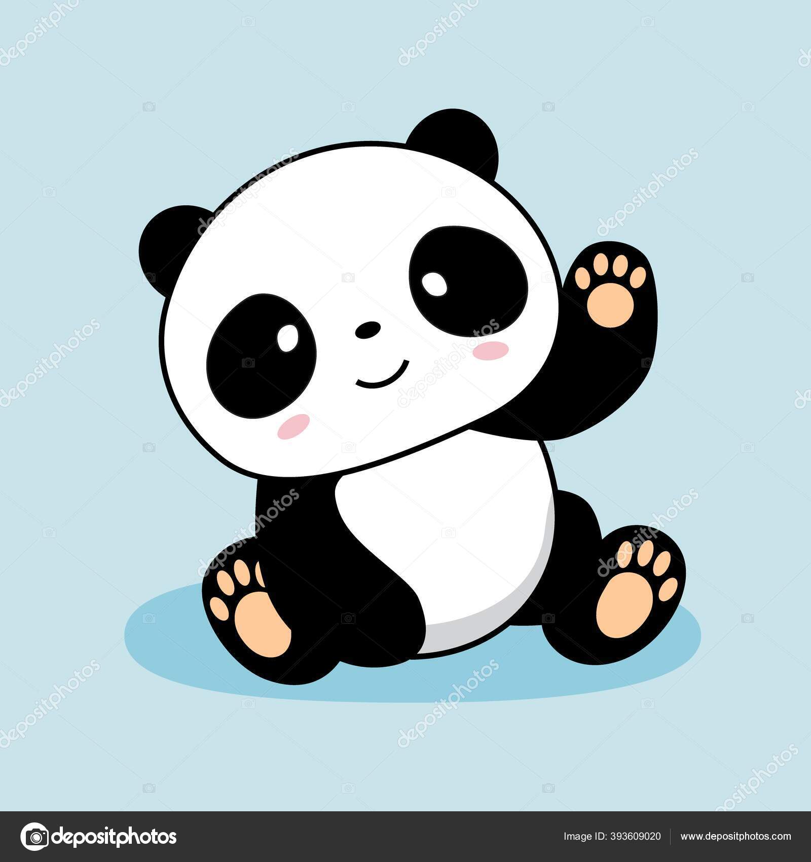 Panda Desenhos Animados Bonito Dizer Olá Panda Animais Ilustração imagem  vetorial de eriek© 393609020