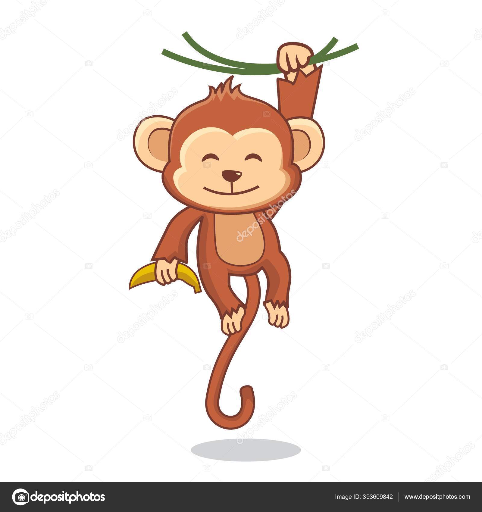 Ilustração em vetor de macaco bonito sentado  Cartoon monkey, Cute monkey,  Cute cartoon animals