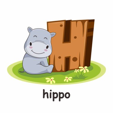 Hippo Hayvanları Tahta Alfabesinin H 'si