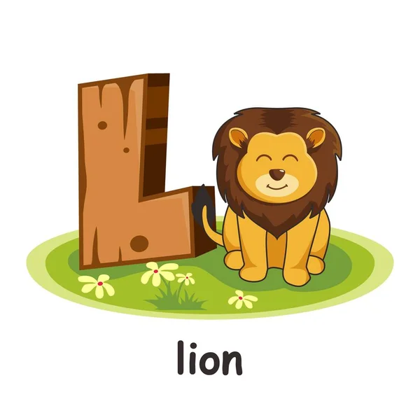 Jako Dřevěná Abeceda Lvími Zvířaty — Stockový vektor