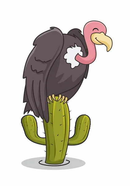 Здатний Птах Cactus Cartoon Isolated Illustration — стоковий вектор