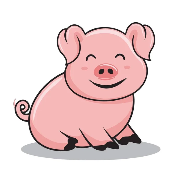 Pig Cartoon Cute Swine Illustration — Stockvektor