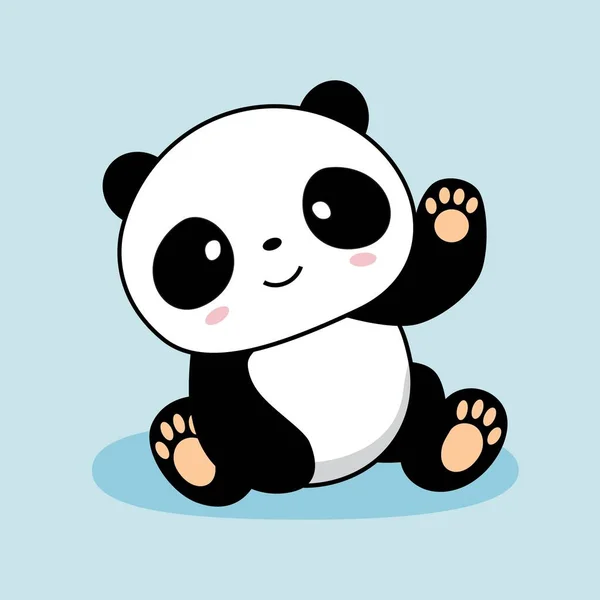 Panda Desenhos Animados Bonito Dizer Olá Panda Animais Ilustração —  Vetores de Stock