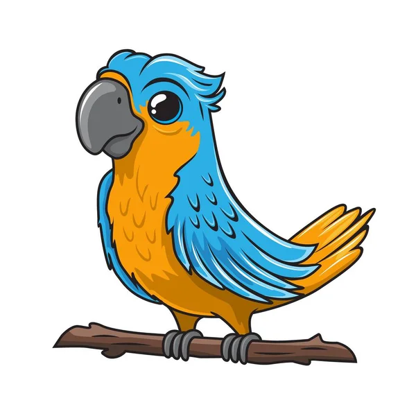 Καρτούν Πουλί Παπαγάλος Χαριτωμένο Macaw Bird Εικονογράφηση — Διανυσματικό Αρχείο