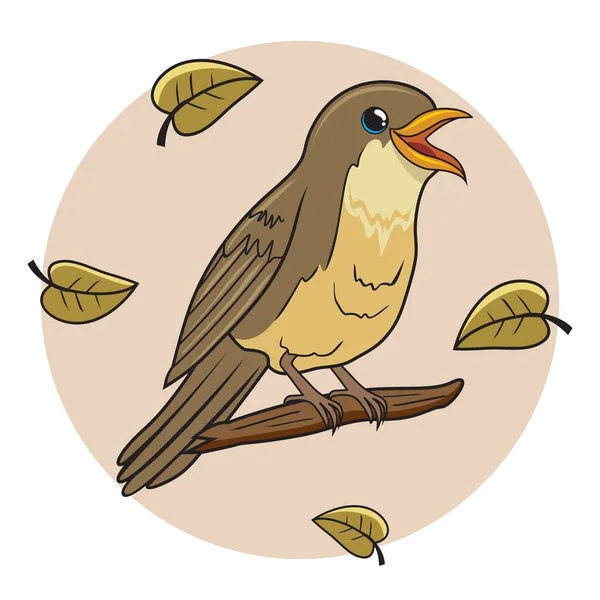 Nightingale Bird Cartoon Εικονογράφηση — Διανυσματικό Αρχείο