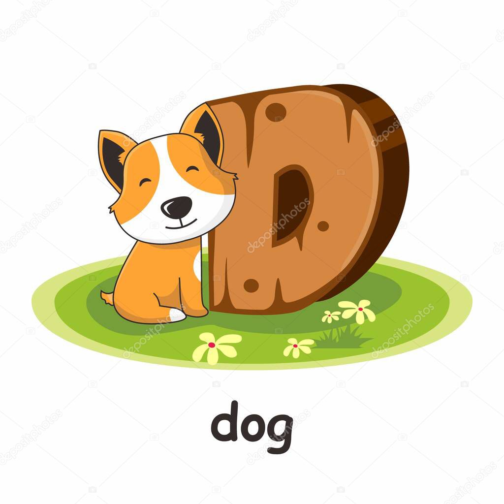 D for Dog Animals Wooden Alphabet