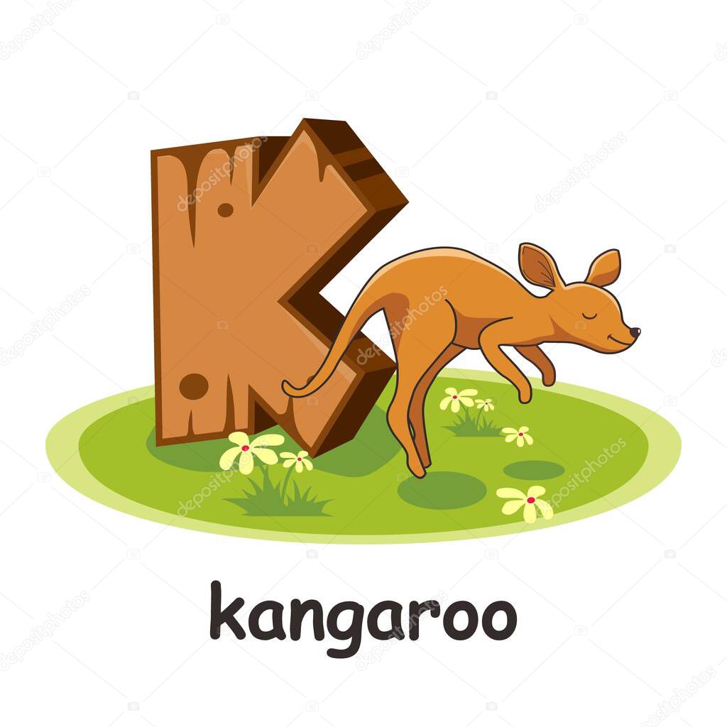 K for Kangaroo Animals Wooden Alphabet