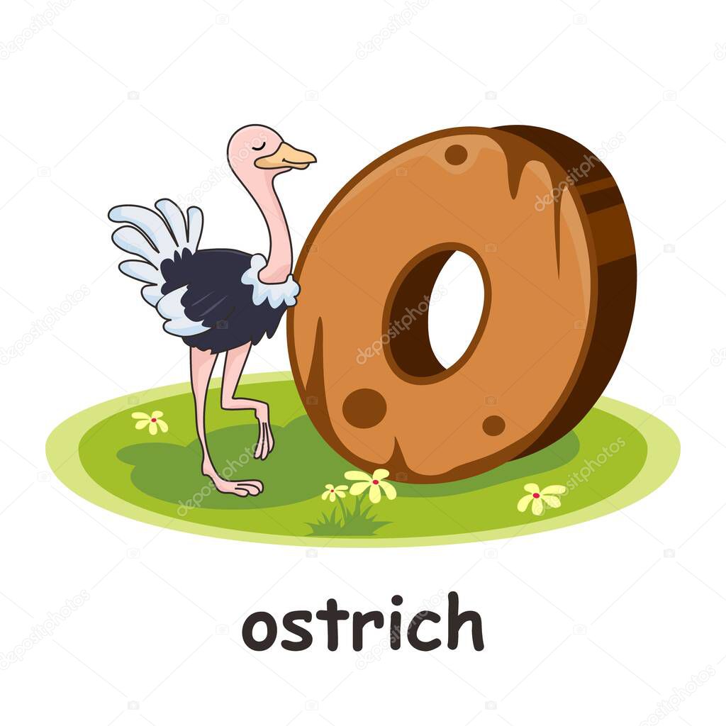 O for Ostrich Animals Wooden Alphabet