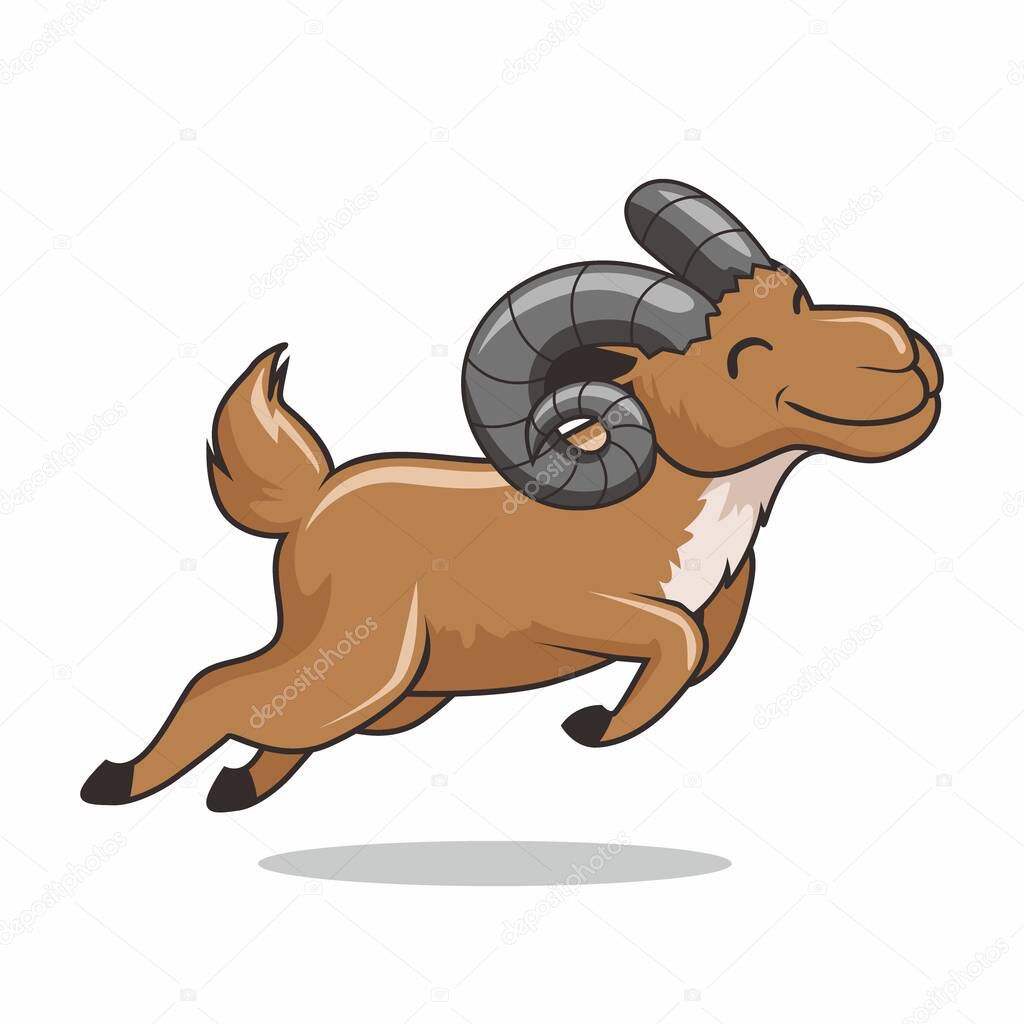 Urial Jump Cartoon Isolated Arkars Jumping Illustration