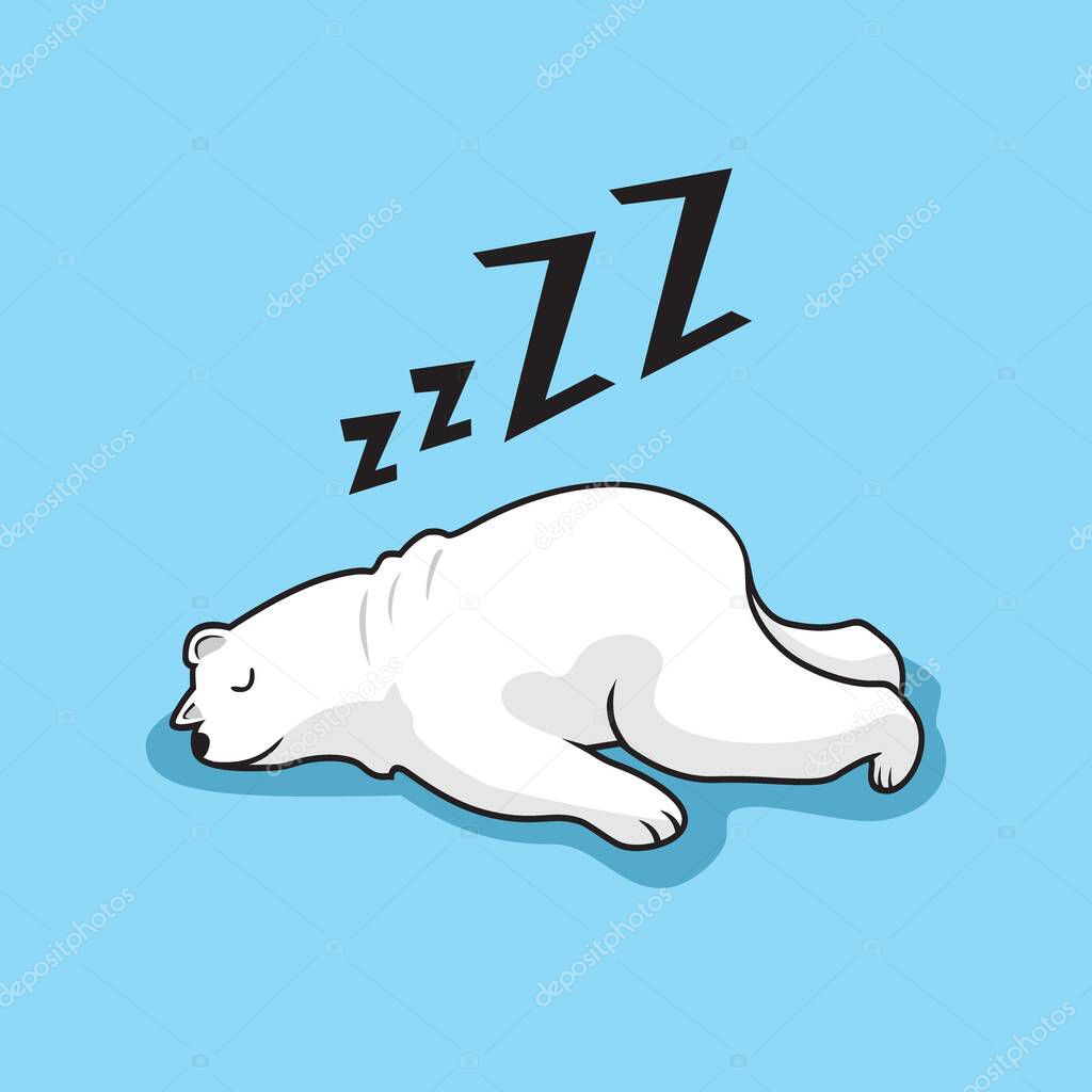 Lazy Polar Bear Cartoon Sleeping Illustration