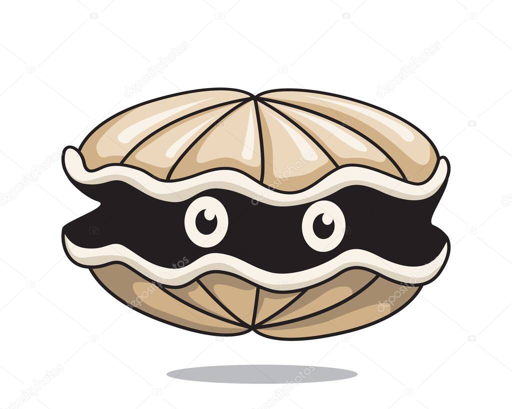 Oyster Cartoon Hiding Clam Illustration Shellfish