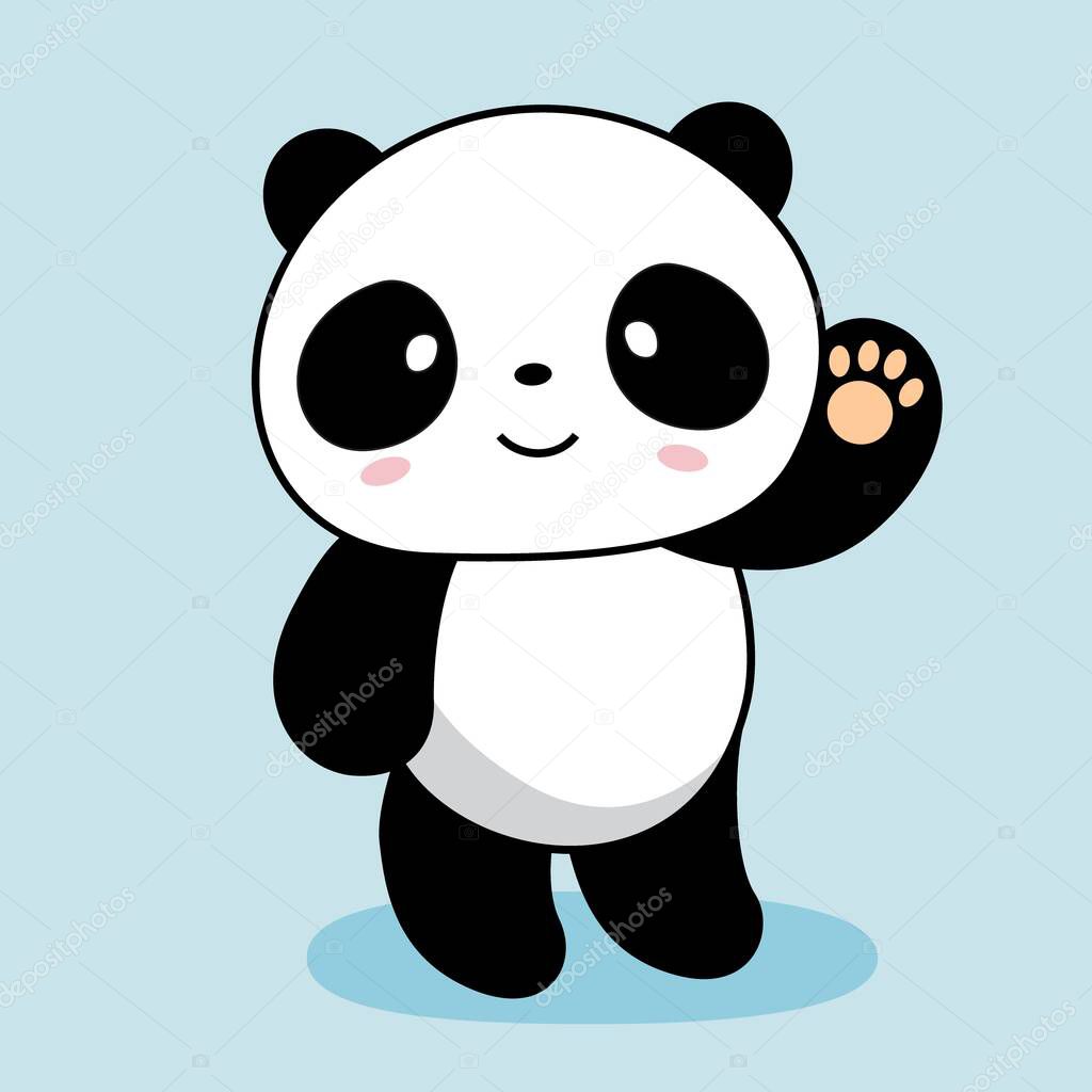 Panda Cartoon Cute Say Hello Panda Animals Illustration