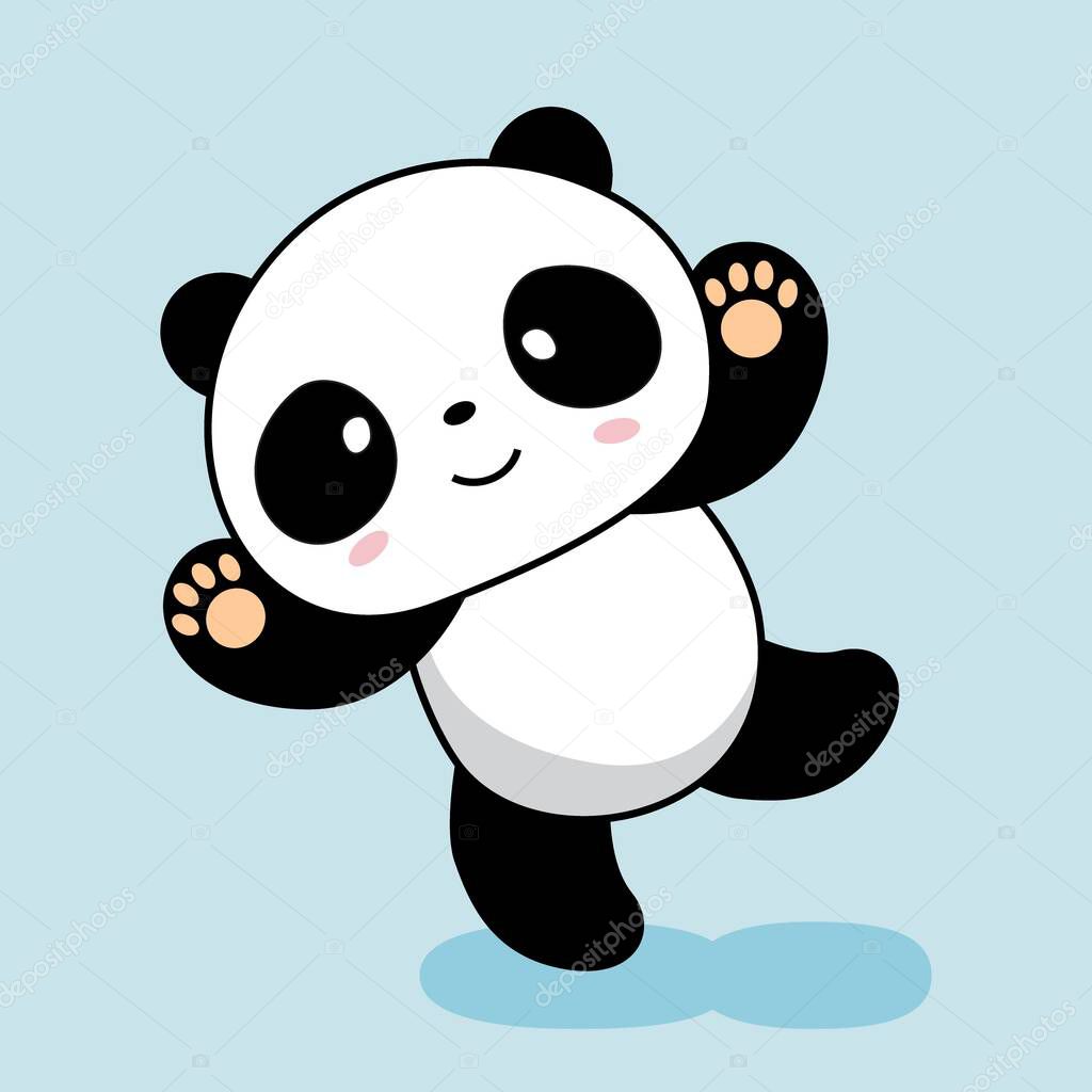 Panda Cartoon Cute Say Hello Panda Animals Illustration