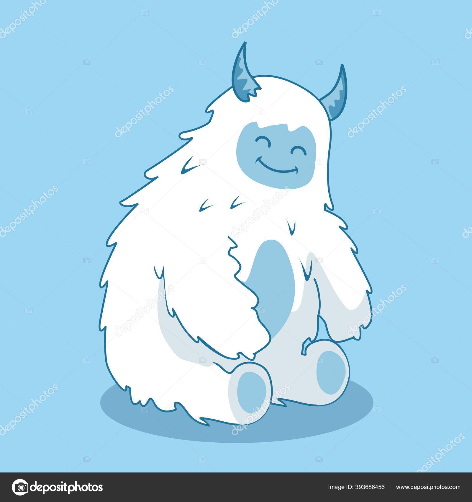Мультфильм Yeti Isolated Alayan Snowman Векторное Изображение.