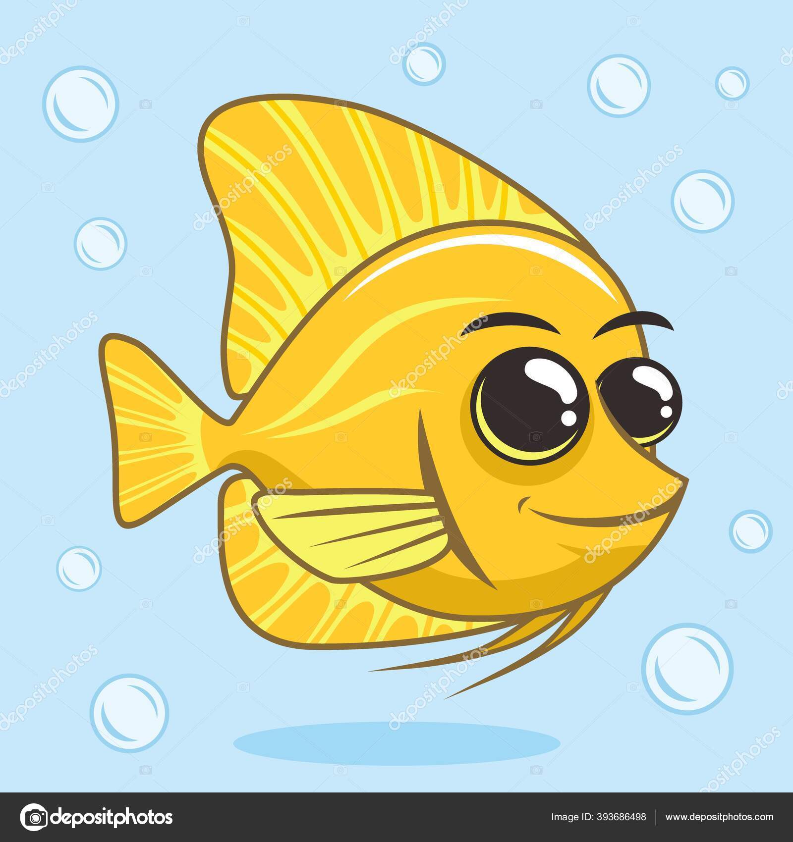Yellow Tang Cartoon Cute Fish Illustration lizenzfreie