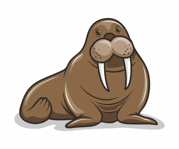 Walrus Cartoon Izolowane Słodkie Zwierzęta Ilustracja — Wektor stockowy