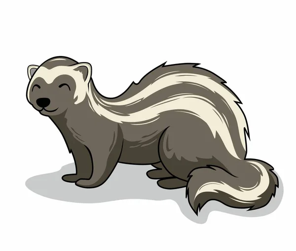 Ilustração Listrada Isolada Dos Desenhos Animados Zorilla Polecat — Vetor de Stock