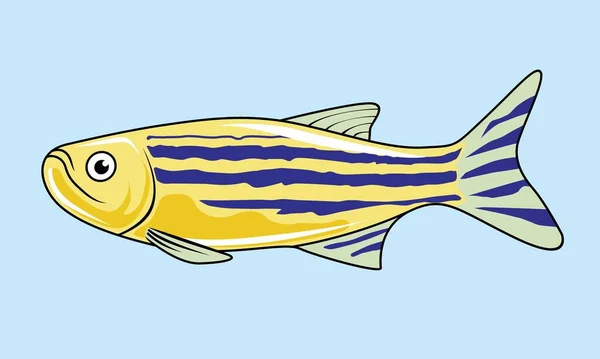 Zebrafish Cartone Animato Isolato Carino Pesce Illustrazione — Vettoriale Stock